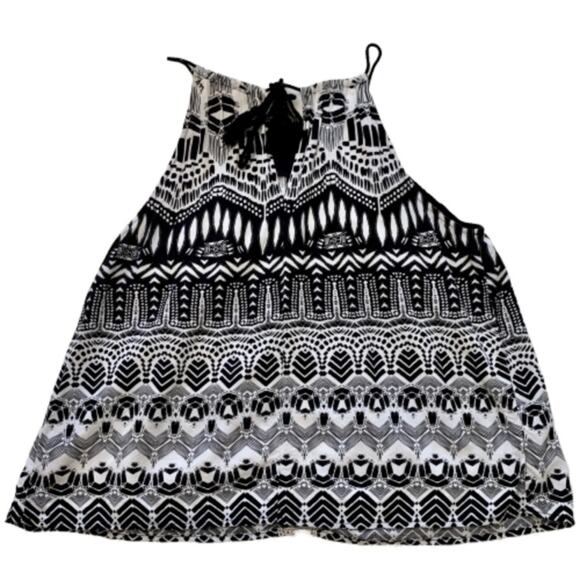 Flying Tomato Halter Top Black White Tribal Southwest Pattern Tank Top Small - Picture 2 of 8